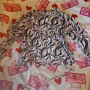 Black and Purple Swirl Long Sleeve Top